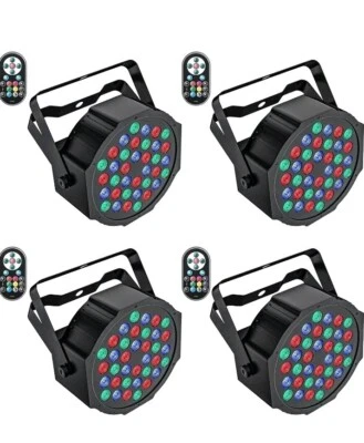 4x 36 LED RGB Stage Light w/ Remote PAR Can DMX Event Show Party DJ Disco Lights - Image 1 of 4