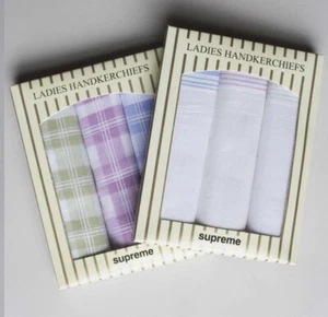 NEW LADIES 3 MULTI-PACK GIFT BOXED 100% COTTON HANDKERCHIEFS WASHABLE HANKIES - Picture 1 of 3