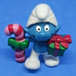 1982 Los Pitufos Navidad Pitufo Regalo y Caña de Caramelo Peyo Schleich W. Bernie - Imagen 1 de 5