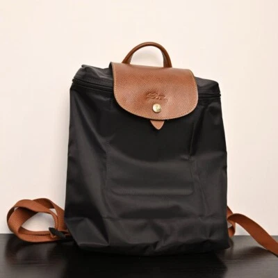 Longchamp Le Preage Original Black-Brown Nylon  Backpack Outlet Unused U.S.A DDP - Image 1 of 4