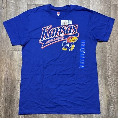 Kansas Jayhawks NCAA T Shirt Size Large Royal Blue Graphic Print Hanes New - Image 1 of 4