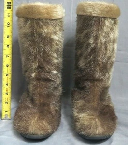 vintage 1960s EDDIE BAUER shearling sheepskin CAMP BOOTIE moccasin TALON ZIPPER - Picture 1 of 12