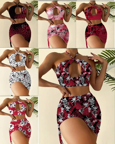 Atlanta Falcons 2pcs Halter Neck Bikini Set Slim Cutout Swimsuit Sexy Bodycon Cover