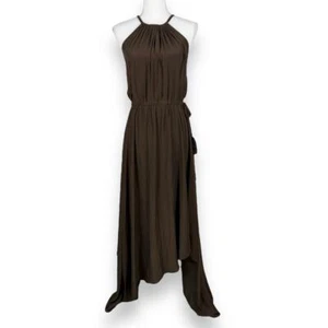 Calypso St. Barth Womens High Neck Drawstring Maxi Dress XS Brown - Picture 1 of 12