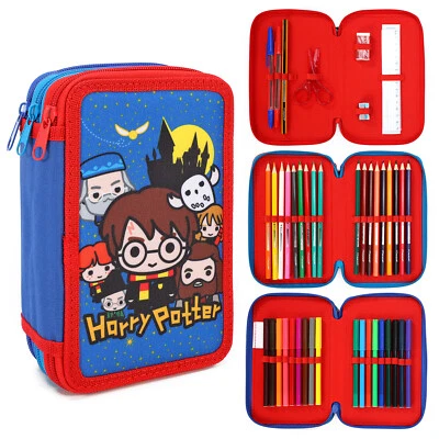 Harry Potter Federmäppchen 3 Ebenen mehrere Fächer Farbstifte Stifte Set