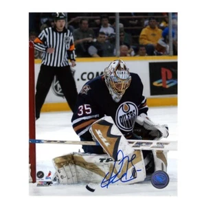 DWAYNE ROLOSON Signed Edmonton Oilers 8 x 10 Photo (Smudged) - 70560 E - Picture 1 of 2
