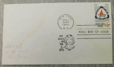 First Day Of Issue Camp Fire Girls New York 1960 Vintage Stamp Envelope Cover - Image 1 of 4