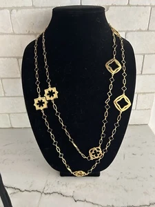 "Collar Tory Burch Logo 29"" Firma Dije Tono Dorado Diseñador Firmado Grande" - Imagen 1 de 24