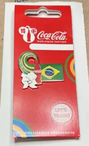 2012 London Coca-Cola ~ Brasilien ~ Brasilien Olympische Nadel mit Karte - Bild 1 von 9