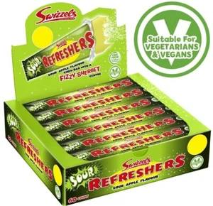 Swizzels REFRESHERS SOUR APPLE Large Chew Bars VEGAN Sherbet Sour Candy Sweets - Picture 1 of 7