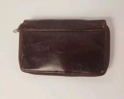 Cartera sin asas organizadora de cuero marrón largo vintage Wilson suave mantecoso  Foto 1 de 4