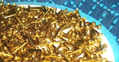 100  VINTAGE 3/8" X #17, SOLID BRASS BRAD NAILS, ROUND DOME HEAD ESCUTCHEON PINS Cover