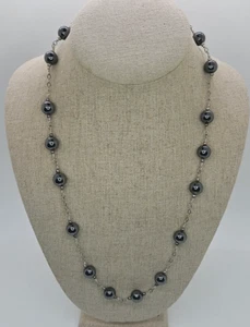 Collana stazione ematite curativa chiusura a botte in filo 22 in - Foto 1 di 4