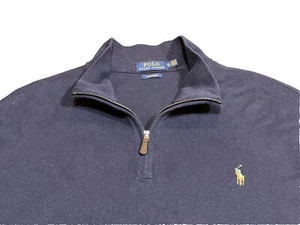 Polo Ralph Lauren Estate Rib Pullover Men's XL Navy 1/4 Zip Sweater Vintage Pony - Picture 1 of 4