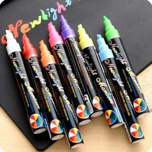 Bolígrafos marcadores de tiza líquida blancos y de color para pizarra signos negros pizarra - Imagen 1 de 3
