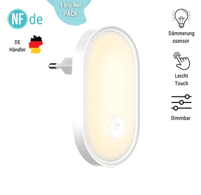 LED Nachtlicht Steckdose Dimmbar Nachtlampe Steckdosenlicht mit Dämmerungssensor - Bild 1 von 4