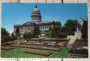 STATE CAPITOL Bldg & MORMON BATTALION MONUMENT Salt Lake City Utah Postcard - Picture 1 of 2
