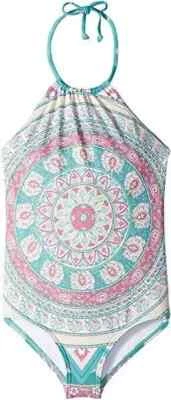 Billabong L11370 Kids Medallion Madness Halter One-Piece Seagreen Girl’s Size 12 - Image 1 of 2