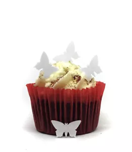 100 Essbare Vorgeschnittene Oblate Papier Mini Weiß Schmetterlinge Cupcake Kuchen Topper - Bild 1 von 1