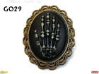 Steampunk Gothic Pin Badge Brooch Skeleton Hand Bones Cameo Lo29 Go29 Zo29