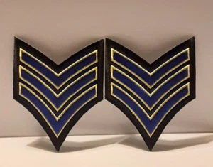 SET OF 2 Blue & Gold SERGEANT STRIPES RANK CHEVRON Patch (Police) B046 - Picture 1 of 4