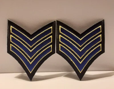 SET OF 2 Blue & Gold SERGEANT STRIPES RANK CHEVRON Patch (Police) B046 - Image 1 of 4
