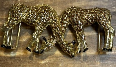 Mimi Di N двойной жирафа пряжка регулируемый эмали черный ремень надпись 1992 винтажный - Изображение 1 из 4