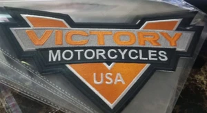 orange Victory Motorcycles Embroidered approx Patch 6x11" - Picture 1 of 3