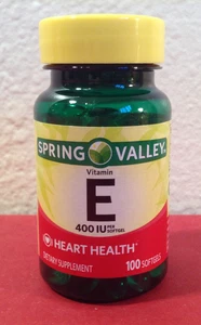 Spring Valley Vitamin E Supplement 400 IU,100 Softgels Expires 2019 or Better - Picture 1 of 2