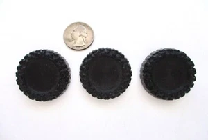 Vtg 50s 60s Black Plastic Set of 3 Big Coat Buttons 1.5" Diameter Textured Bowl - Picture 1 of 5