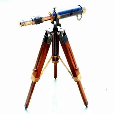 Vintage 10 Inch Brass Antique Handmade Telescope Spyglass With Tripod Stand - Image 1 of 4