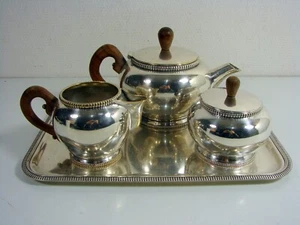 Tea set 4 pcs. Art Deco Giuliano Bossi Silver Metal by Uberti Milano - Picture 1 of 12
