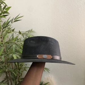 Vintage The Old Beristain Black Western Cowboy Panama Hat Rodeo Size M - Picture 1 of 6