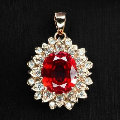 Seducente spinello rosso vivo 8 ct argento sterling 925 fatto a mano... - Immagine 1 di 4