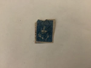 Victoria 3d deep blue ,Half Length used SS#1 imperf nice Barrel cancel - Picture 1 of 2