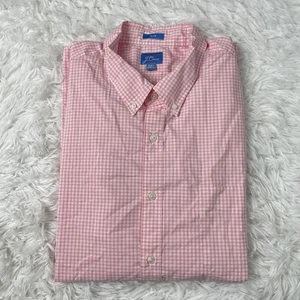 J Crew Slim Lightweight Stretch Secret Wash Cotton Shirt Pink Gingham Size XXL - Picture 1 of 7