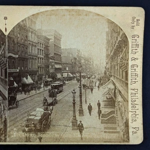 Foto Stereoview Down Broadway dal Metropolitan Hotel New York Street View - Foto 1 di 5