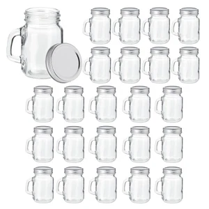 24-Pack Clear Mason Jars 4 oz with Lids and Handles, Bulk Pack - Picture 1 of 10
