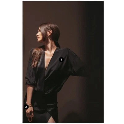 Vestido midi Mason by Michelle Mason para mujer Obi manga larga seda imitación envoltura 0 negro Foto 1 de 4