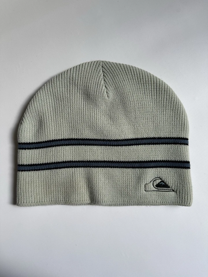 Gorro a Rayas De Colección Quiksilver Gris Azul Tejido Logo Talla Única Esquí Y2K Foto 1 de 4