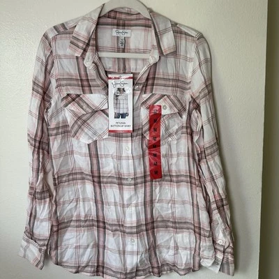 NEW Jessica Simpson Ladies' Button Up Plaid Shirt Medium - Image 1 of 4
