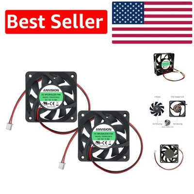 2-Pack 60mm Brushless Cooling Fans - Durable & Reliable with Dual Ball Bearings - Image 1 of 4