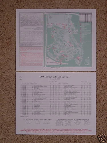 *2009 MASTERS Pairing Sheet Tiger Woods/Phil Mickelson* - Image 1 of 1