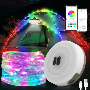Outdoor Waterproof Portable Stowable String Light, RGB Dimmable Camping String L - Picture 1 of 12