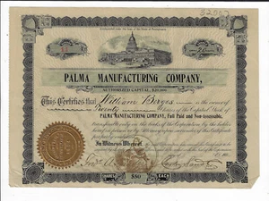 Pennsylvania 1904 Palma Manufacturing Company Aktienzertifikat #11 Lace Maker - Bild 1 von 2