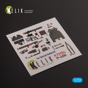 Curtiss P-40K Warhawk- Interior 3D Decals (for Special Hobby) Scale 1:72 K72154 - Picture 1 of 6