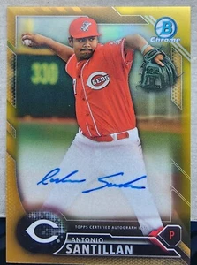 2016 BOWMAN CHROME ANTONIO SANTILLAN REDS GOLD REFRACTOR AUTO /50 ROOKIE RC - Picture 1 of 4