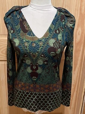 Top Pullover ETRO Milano Multicolor Mezcla Lana Cuello en V Talla 42 ~ Usado en Excelente Condición Foto 1 de 4