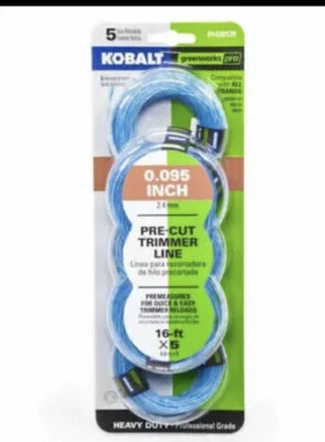 Kobalt / Greenworks Pro Trimmer Refills 1438129 Line 0.095" 16ft x 5 Premeasured - Image 1 of 2