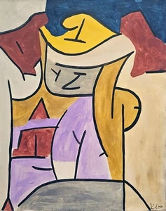 Vintage Paul Klee-Style Swiss Abstract Oil Painting - Signed Art Piece - Picture 1 of 4